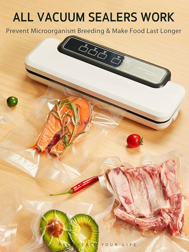 Syntus 8" x 150' Food Vacuum Seal Roll Keeper with Cutter Dispenser, Commercial Grade Vacuum Sealer Bag Rolls, BPA Free Food Vac Bags, Ideal for Storage, Meal Prep and Sous Vide