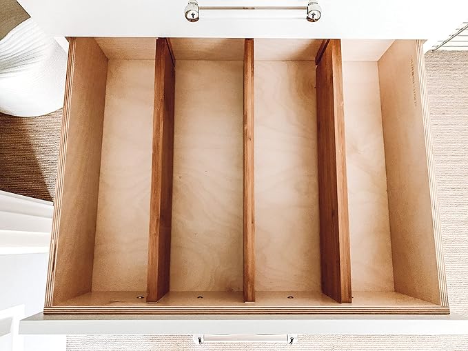 Lipper International Bamboo Wood Custom Fit Adjustable Dresser and Kitchen Drawer Dividers, 18 1/8" to 22" Deep x 5" Tall, Set of 12
