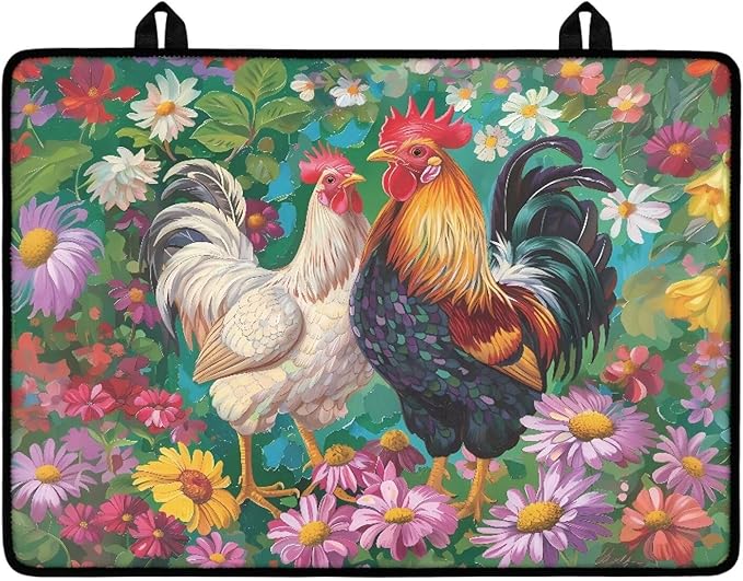 Rooster Print Induction Cooktop Mat Heat Resistant Glass Top Stove Cover Protector Glass Cooktop Covers Kitchen Flat Electric Stove Top Covers
