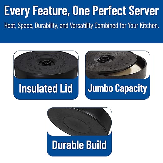 Carlisle FoodService Products Jumbo Server Tortilla Server with Insulated Lid for Kitchens, Restaurants, Catering, Plastic, 12.75 X 2.625 Inches, Black