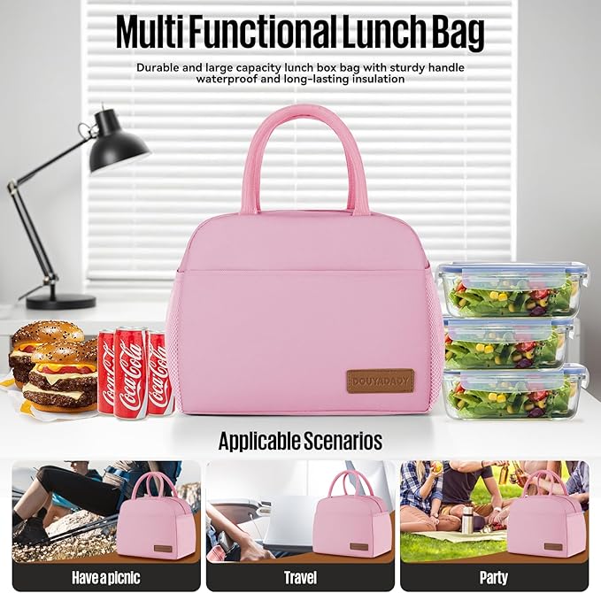 douyadady Lunch Bag Women/Men Lunch Box Women/Men (pink)