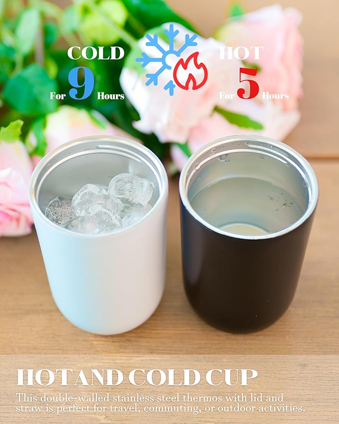 6 Pack 16 oz Insulated Coffee Tumblers, Travel Coffee Tumblers with Straw, Double-Wall Stainless Steel Tumbler, Leak Proof Tumbler, Reusable Cups with Lids for lced and Hot Drinks