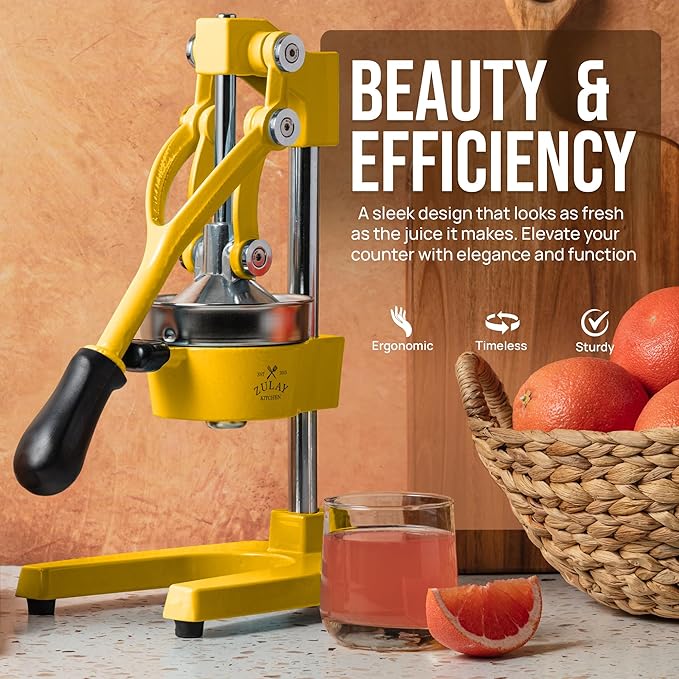 Zulay Kitchen Cast Iron Juicer - Heavy Duty Manual Juicer with Detachable Strainers for Easy Cleaning, Orange Juice Press for Citrus Fruits, Perfect for Bartenders, Juice Lovers & Health Enthusiasts