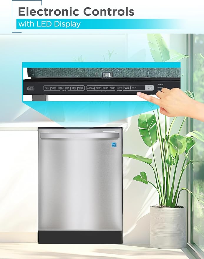 BLACK+DECKER 24" Designer Series Built-In Dishwasher, 14-Place Setting Capacity with Stainless Steel Tub, Dish Washer with 6 Wash Programs, Low Noise, ENERGY STAR Certified, BDW500MHS