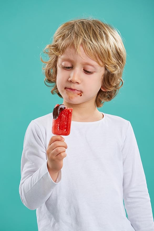 Lékué Set of 4 Stackable Popsicle Molds + Sticks & Lids | Homemade Freezer Ice Pops & Frozen Snacks | Flexible Platinum Silicone for Easy Fill & Unmold | Reusable & Dishwasher Safe| Multicolor