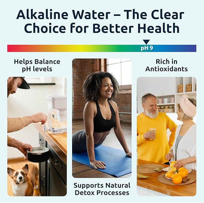 Invigorated Water NSF Alkaline Water Filtration Bundle – High pH Filter Pitcher + 3 PH001 Ultra Replacement Filter – BPA-Free, Multi-Stage Filtration, Long-Lasting, Sustainable Hydration Solution