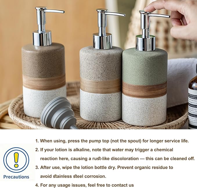 Dish Soap Dispenser for Bathroom, Hand Soap Dispenser with Stainless Steel Pump, Includes Silicone Funnel, Non-Slip Lotion Dispenser, Matte Finish, Kitchen Decor