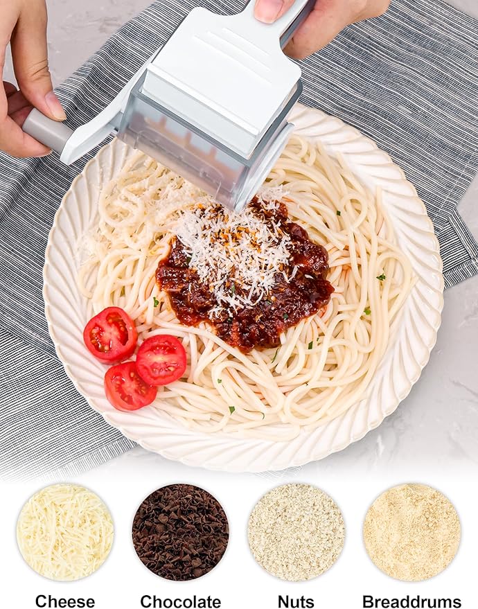 GDL Cheese Grater Hand Crank, Kitchen Rotary Grater Handheld, Dishwasher Safe Parmesan Cheese Grater with Stainless Steel Blade for Hard Cheese,Chocolate,Nuts, White