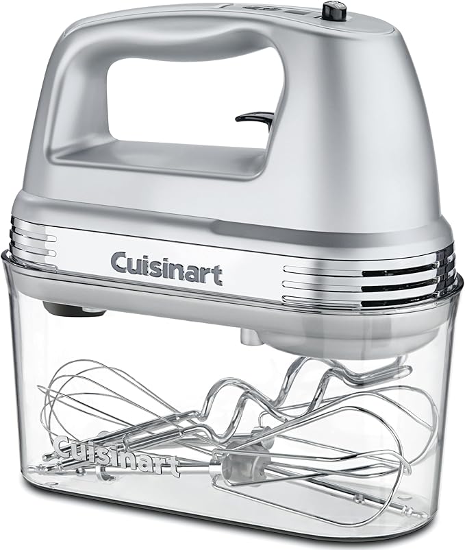 Cuisinart Power Advantage Plus 9-Speed Hand Mixer, 220W Motor, Electric Mixer with Dishwasher-Safe Beaters, Storage Case, HM-90BCS, Brushed Chrome
