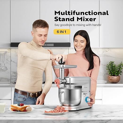 VIVOHOME Commercial Ice Crusher Shaver with Four Blades, and VIVOHOME 6 in 1 Multifunctional Stand Mixer with 8.5 Quart Stainless Steel Bowl