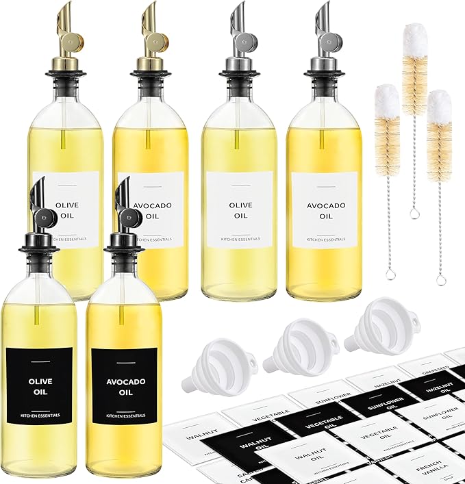 Spaceneat Olive Oil Dispenser Bottle for Kitchen,16.9 fl oz Gold, Silver & Black Bundle