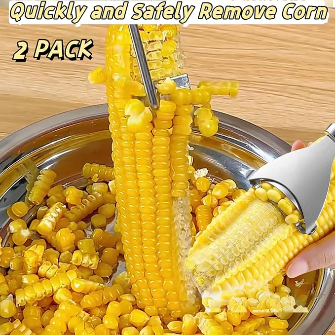 Corn Peeler 2PCS Stainless Steel Corn Peeler and Stripper Tool Set 2025 Corn Planer Cutter Thresher Scraper,Peel Corn Cob Separator Quick