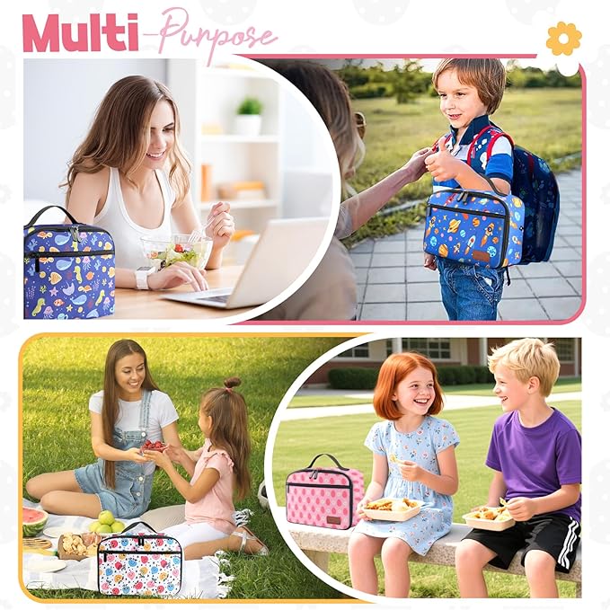 Lunch Box Kids, Insulated Lunch Bag for Women Men, Cooler Reusable Cute Lunch Containers for Boy & Girls, Adults Leak Proof Large Lunch Tote Bags for School, Work, Travel, Picnic Outdoor and Beach