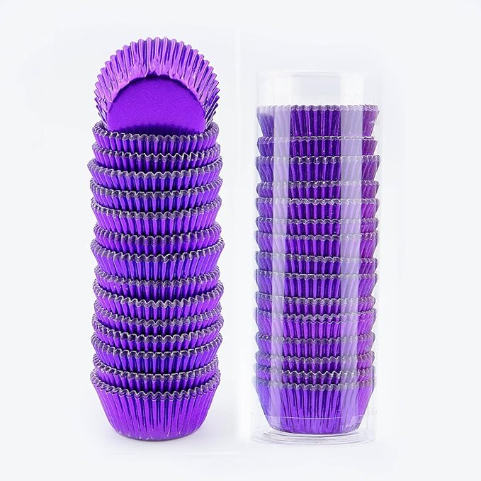 Gifbera Metallic Purple Foil Mini Cupcake Liners Muffin Cups, 300-Count