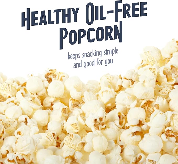 Nostalgia 8-Cup Hot Air Popcorn Maker & Bowl - 2-In-1 Bowl & Lid, 2 oz Measuring Cup - Oil-Free Pop Corn for Movie Night, Snacks, Birthday Parties, and More - White