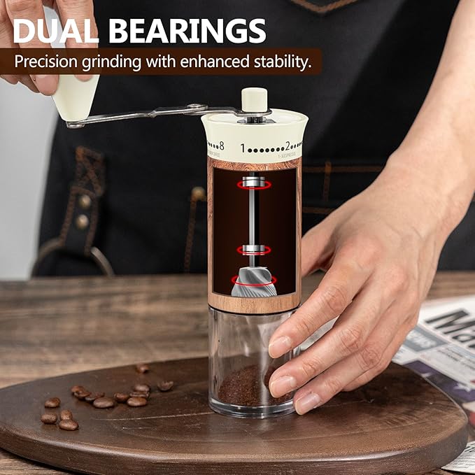 SYLORIA Manual Coffee Grinder with 56 External Adjustable Settings Hand Coffee Bean Mill with Ceramic Burr and Foldable Handle