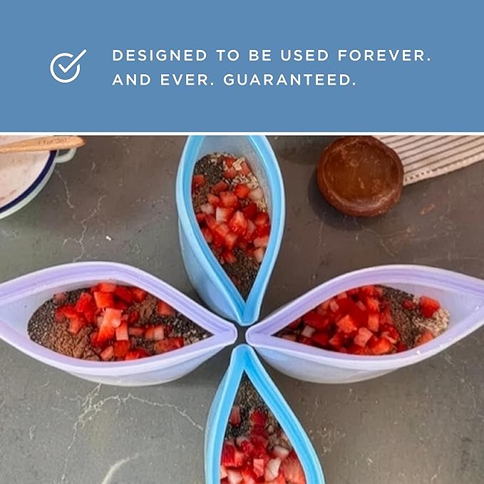 Stasher Silicone Reusable Food Storage Bags, 2-Pack Bowls, Reusable Freezer Bags, Microwave, Dishwasher, Oven Safe, Sous Vide, Lunch Containers, Eco Friendly, Food-safe Silicone Snack Bag, Clear | Reusable Food Bags