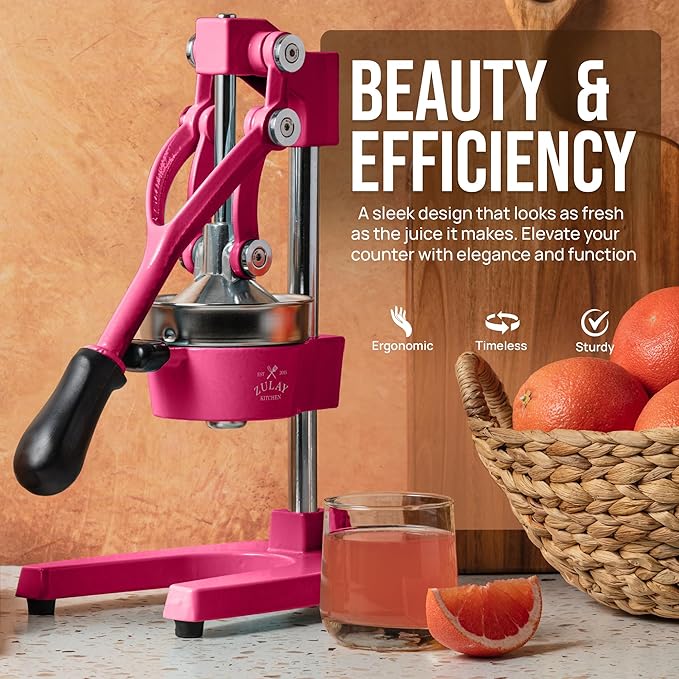 Zulay Kitchen Cast Iron Juicer - Heavy Duty Manual Juicer with Detachable Strainers for Easy Cleaning, Orange Juice Press for Citrus Fruits, Perfect for Bartenders, Juice Lovers & Health Enthusiasts