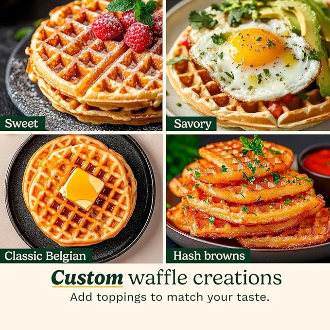 Cuisinart Belgian Waffle Maker, Round Waffle Iron, 6 Setting Adjustable Browning, Audible Alert, Nonstick Plates, WAF-200NAS