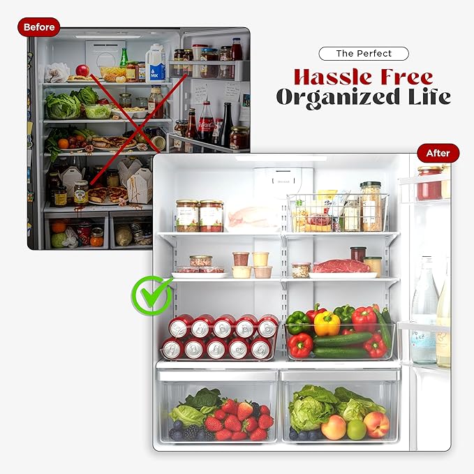 Utopia Kitchen Soda Can Organizer and Dispenser for Refrigerator/Pantry - Durable Can Storage Organizer Fridge & Kitchen Organization - (Clear, Set of 6)