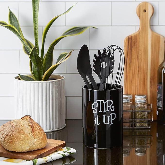 DII Kitchen Accessories Retro Collection, Ceramics, Utensil Holder, Black