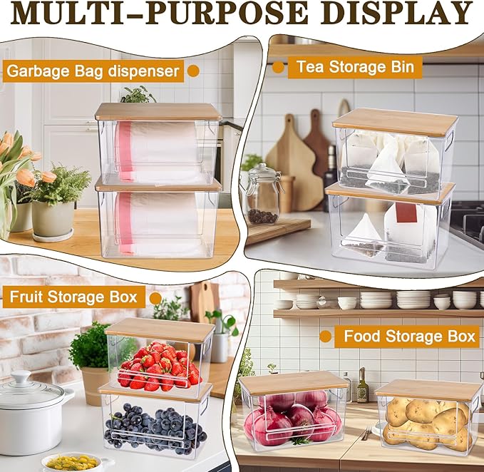 Trash Bag Dispenser, Trash Bag Holder Dispenser with Bamboo Top, Extra Large Garbage Bags Holder Organizer Under Sink for Kitchen, Pantry, Laundry Room