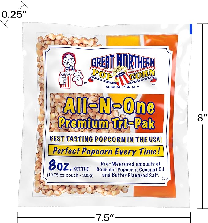 Great Northern Popcorn All-in-One Premium Tri-Pak Popcorn - 12/Case