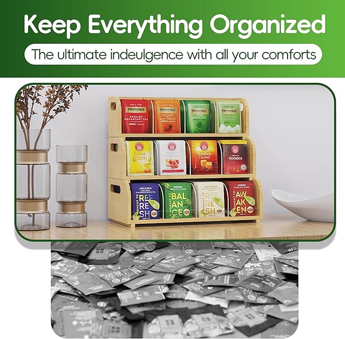 Bamboo Tea Organizer – Stackable Collection (3Tier)