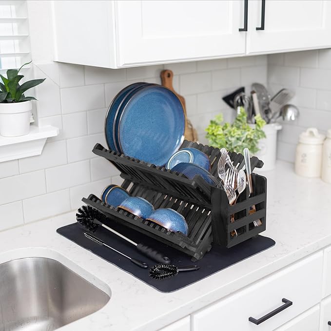 Teak Dish Rack (Black)