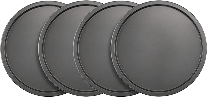 GoodCook Set of 4 Nonstick Steel 10 Inch Personal Pizza Pans Set, Gray