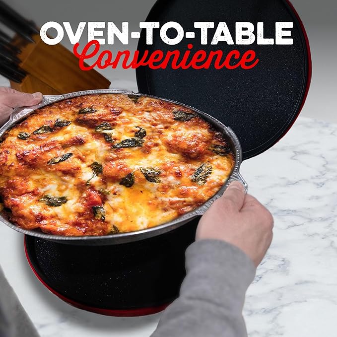 12" Pizza Oven Insert Pan (25-Pack) - Disposable Aluminum Liner for Countertop Pizza Makers, Fits Betty Crocker Pizza Maker, Piezano & More