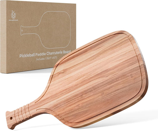 New – Pickleball Paddle Charcuterie & Cheese Board – Acacia Wood Cutting Board (16.9” x 8.1”) Pickleball gifts for men or women, Pickle Ball Plates, Serving Tray, Pickle ball Accessories