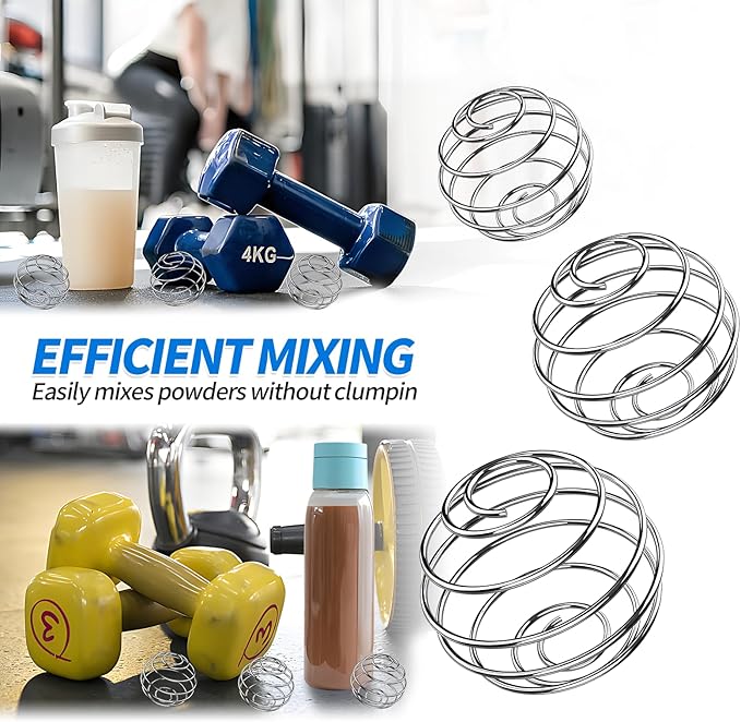 6 PCS Shaker Ball,Large Size 304 Stainless Wire Whisk ball for Mixing Powders,Protein Shakes,Drinks,Shaker Cup Mixer (2 '',1.8'',1.2'')
