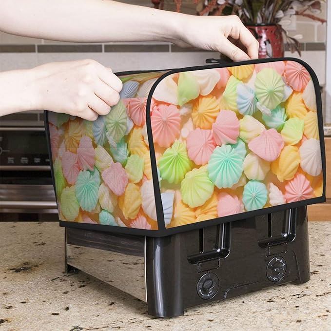 Cute Candy Gummy Covers for Toasters 4 Slice,Cute Funny Bread Machine Cover with Handle,Washable Stain Resistant Kitchen Small Appliance Cover Dining Decor