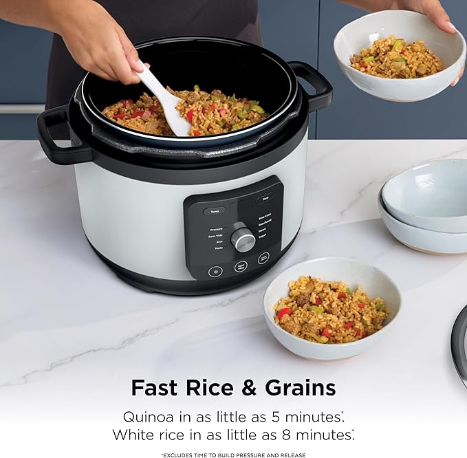 Ninja HyperHeat 9-in-1 6.5-qt Pressure Cooker | Steams, Slow Cooks, Sears, Sautés, Sous Vide, Yogurt & More | With SimpliServe Pot | Powerful 1200-Watt | White | PC201WH