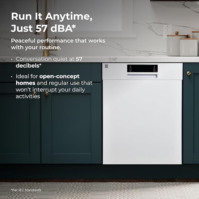Kenmore 22-14582 24" Built-In Dishwasher - UltraWash, SmartWash, Sanitize Rinse, SmartDry, and Leak Detection - 14 Place Settings - 57 DBA - ENERGY STAR Certified - 24" - White