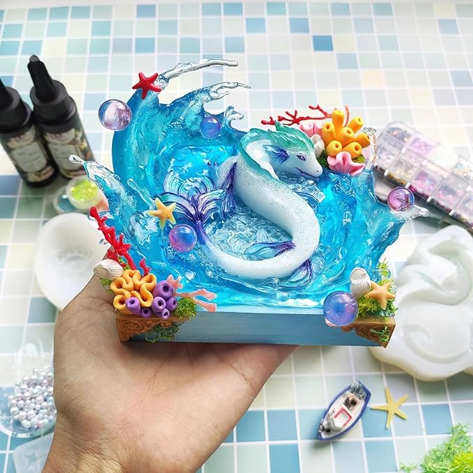 Dragon Epoxy Resin Silicone Molds Set for Fondant Cake Decorating, Concrete, Cement, Polymer Clay, Around 3inch Large