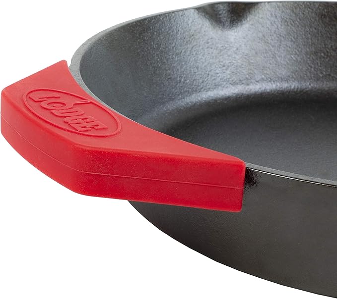 Lodge Silicone Assist Handle Holder - Dishwasher Safe Hot Handle Holder Designed for Traditional Lodge Cast Iron Dual-Handle Products - Reusable Heat Protection Up to 450° - Red,(Pack of 12)