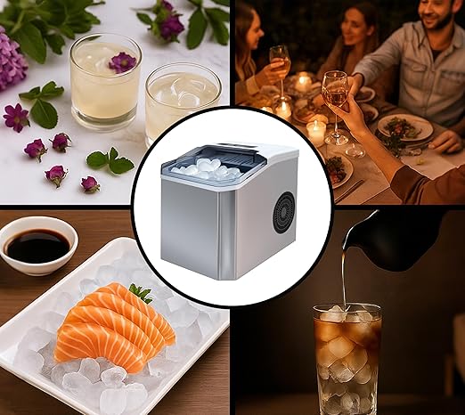 iTOMA Countertop Ice Maker Machine, 2 Sizes of Bullet Ice, 1.3L Auto-Cleaning Ice Maker with Basket and Scoop, for Home/Kitchen/Office/Bar Party Ice Cube Machine