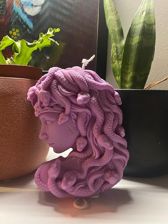 Large Realistic Medusa Snake Hair Face Silicone Molds, DIY Goddess Molds for Candle Making, Abstract face Aroma Gypsum Molds for Home Decor Art Crafts