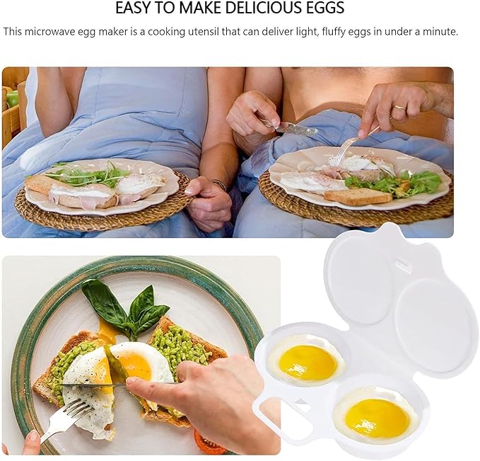 Egg Poacher, Microwave Egg Boiler Poacher, Microwave Egg Poacher, 2 Cavity Nonstick Maker With Lid, Cooker, Specialty Cookware