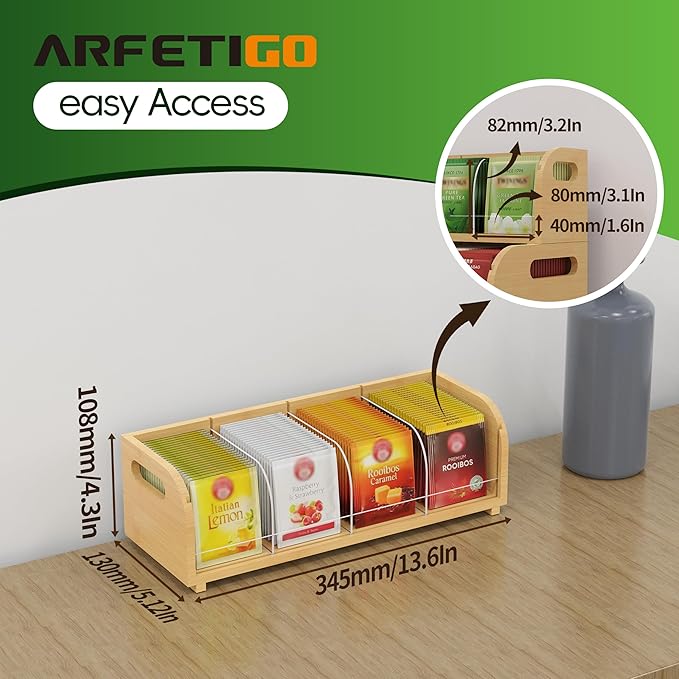Bamboo Tea Organizer – Stackable Collection (1Tier)