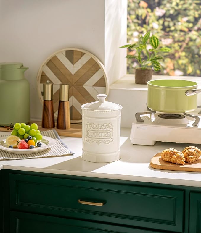 Large Ceramic Cookie Jar With Lid Cookies Canister Vintage Cookie Jar Cookie Jars For Kitchen Counter Decorative