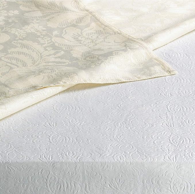 Home Bargains Plus Quilted Heavy Duty Table Pad Protector with Flannel Backing, Cut to Fit, Heat Resistant, Wipe Clean, Protects Table from Spills and Scratches, White, 52” x 108” Rectangle