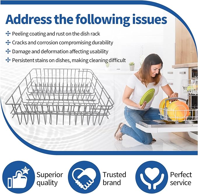 WPW10350382 W10350382 Dishwasher Upper Dishrack Replacement Compatible With Whirlpool Kenmore KitchenAid Ikea Amana Inglis Maytag Upper Dishrack Assembly Part Numbers W10082824 W10199801 W10321578