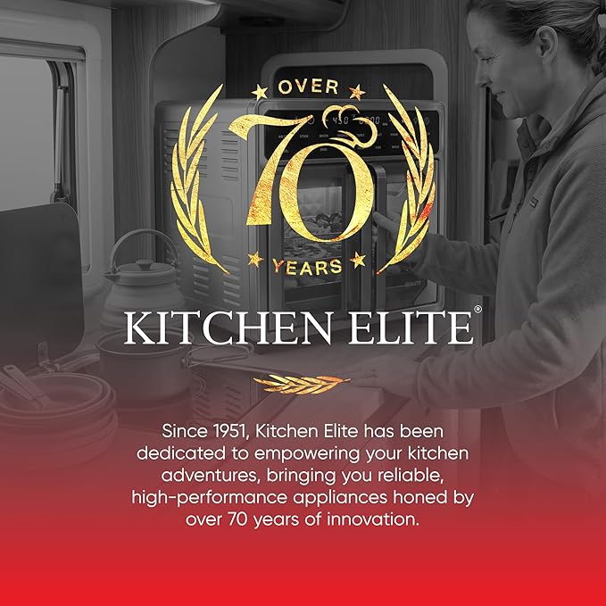 Kitchen Elite 16 Quart French Door Air Fryer Oven – Family Size Countertop Convection Cooker with LED Display, Stainless Steel