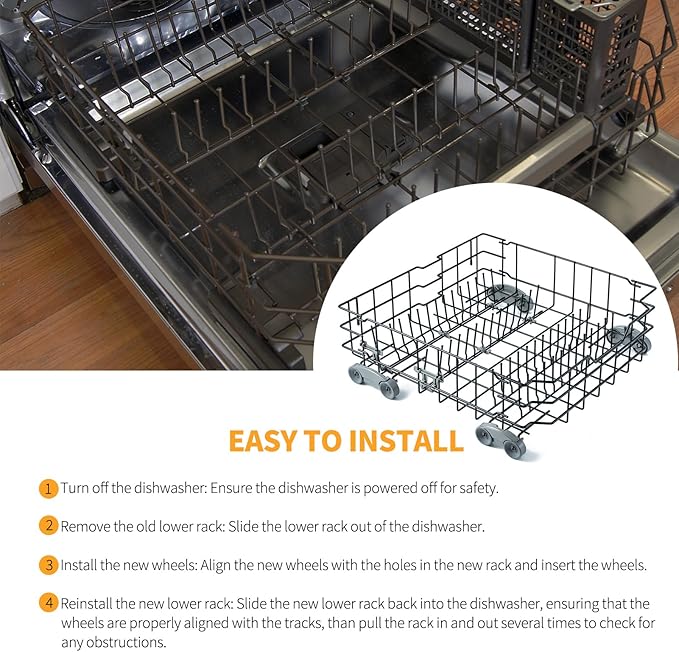 Allstare WD28X25960 Dishwasher Lower Rack Replacement Parts for GE Dishwasher Parts GE Profile Monogram Adora Triton XL Cafe Dishwasher Lower Dishrack Assembly GE Dishwasher Bottom Rack Drawer 1 Pack