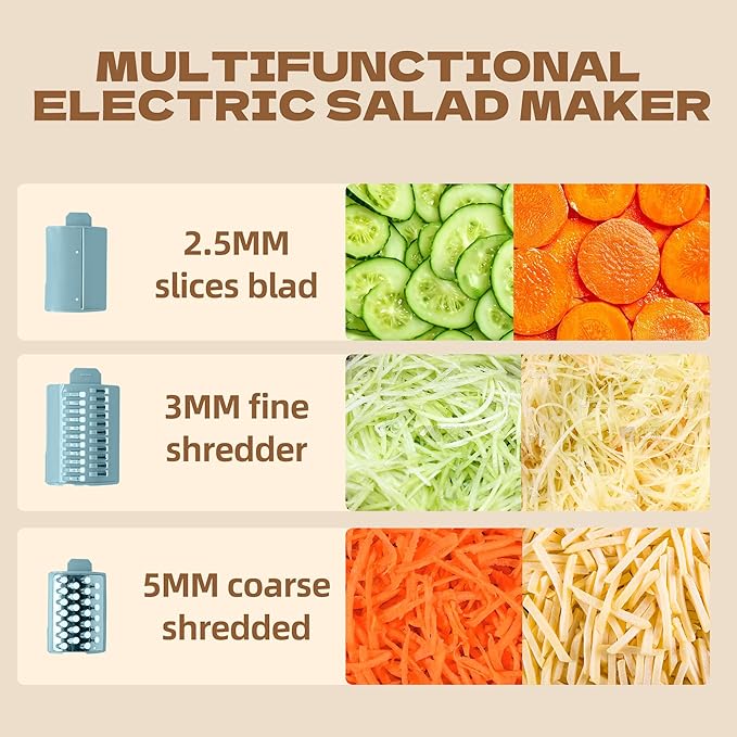 Electric Vegetable Chopper, Multifunctional Automatic Slicer Dicer, Stainless Steel Blades, for Onion Potato Cabbage Veggie Fruit, Green, CVKF01