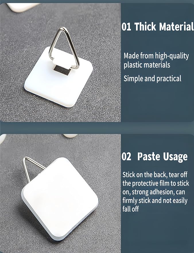 20Pcs 1.25in White Square Invisible Adhesive Small Plate Hangers,Vertical Plate Holders Wall Mount Display Holder,No Nails Decorative Plates for Artworks