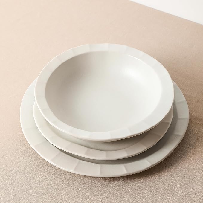 Stone Lain Oasis 4-Piece Dinner Plate Set Stoneware, White